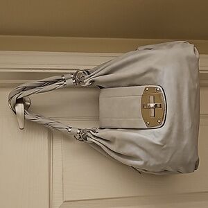 Taupe Faux Leather Hobo Bag